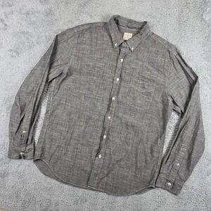 J Crew Chambray Shirt Mens Large Grey Long Sleeve Button Down Cotton Workwear